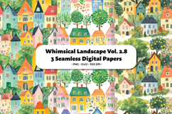 Whimsical Landscape Seamless Digital Paper Vol.2.8, 3 PNG Product Image 1