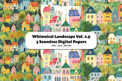 Whimsical Landscape Seamless Digital Paper Vol.2.9, 3 PNG Product Image 1