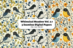 Whimsical Meadow Seamless Digital Paper Vol.2.1, 3 PNG Product Image 1