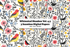 Whimsical Meadow Seamless Digital Paper Vol.4.3, 3 PNG Product Image 1