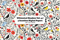 Whimsical Meadow Seamless Digital Paper Vol.4.7, 3 PNG Product Image 1