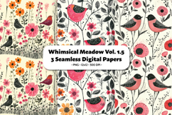 Whimsical Meadow Seamless Digital Paper Vol.1.5, 3 PNG Product Image 1