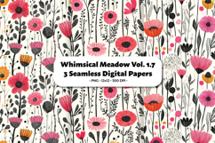 Whimsical Meadow Seamless Digital Paper Vol.1.7, 3 PNG Product Image 1