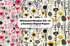 Whimsical Meadow Seamless Digital Paper Vol.1.8, 3 PNG Product Image 1