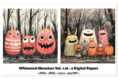 Whimsical Monster Digital Paper Vol. 1.10, 2 PNG &amp; JPEG Product Image 1