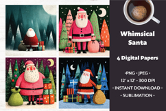 Whimsical Santa Digital Paper Vol. 1.4, 4 PNG &amp; JPEG Product Image 1