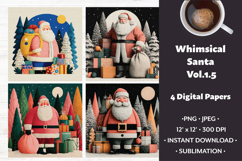 Whimsical Santa Digital Paper Vol. 1.5, 4 PNG &amp; JPEG Product Image 1