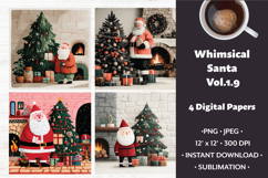 Whimsical Santa Digital Paper Vol. 1.9, 4 PNG &amp; JPEG Product Image 1
