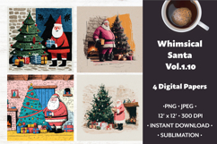 Whimsical Santa Digital Paper Vol. 1.10, 4 PNG &amp; JPEG Product Image 1