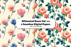Whimsical Roses Seamless Digital Paper Vol. 1.2, 2 PNG Product Image 1