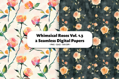 Whimsical Roses Seamless Digital Paper Vol. 1.3, 2 PNG Product Image 1