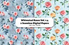 Whimsical Roses Seamless Digital Paper Vol. 1.4, 2 PNG Product Image 1