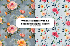 Whimsical Roses Seamless Digital Paper Vol. 1.8, 2 PNG Product Image 1