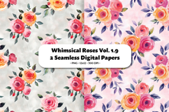 Whimsical Roses Seamless Digital Paper Vol. 1.9, 2 PNG Product Image 1