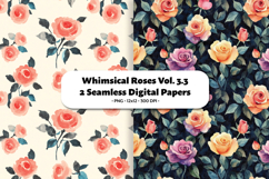 Whimsical Roses Seamless Digital Paper Vol. 3.3, 2 PNG Product Image 1