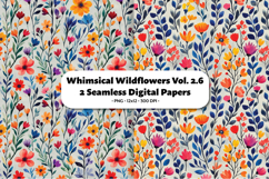 Whimsical Wildflowers Seamless Digital Paper Vol. 2.6, 2 PNG Product Image 1
