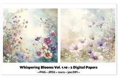 Whispering Blooms Digital Paper Vol. 1.10, 2 PNG &amp; JPEG Product Image 1