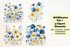 Wildflowers Clipart Vol. 1, 4 PNG Product Image 1
