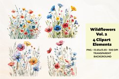 Wildflowers Clipart Vol. 2, 4 PNG Product Image 1