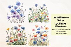 Wildflowers Clipart Vol. 9, 4 PNG Product Image 1