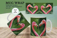 Watercolor Colorful Pink flamingo Mug Sublimation Designs Product Image 1