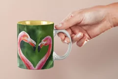 Watercolor Colorful Pink flamingo Mug Sublimation Designs Product Image 2