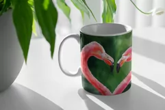 Watercolor Colorful Pink flamingo Mug Sublimation Designs Product Image 4