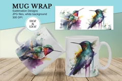 Watercolor Hummingbird Mug Sublimation Designs JPG Product Image 1