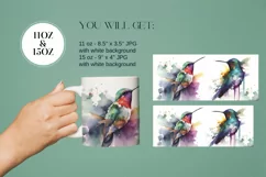 Watercolor Hummingbird Mug Sublimation Designs JPG Product Image 2