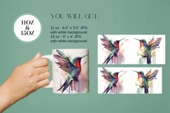Watercolor Hummingbird Mug Sublimation Designs JPG Product Image 2