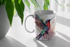 Watercolor Hummingbird Mug Sublimation Designs JPG Product Image 3