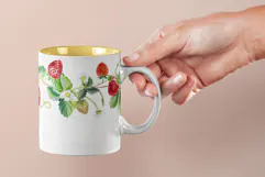 Watercolor Strawberry Floral Mug Sublimation Design Product Image 2
