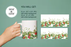 Watercolor Strawberry Floral Mug Sublimation Design Product Image 4