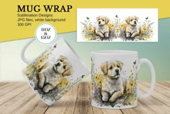 Cute Puppy Mug Sublimation Designs PNG, 11 & 15oz mug Product Image 1