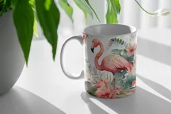 Watercolor Pink flamingo Mug Sublimation Designs JPG Product Image 3