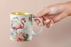 Watercolor Pink flamingo Mug Sublimation Designs JPG Product Image 4