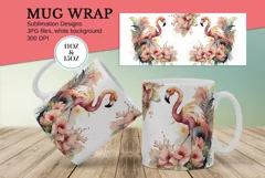 Watercolor Pink flamingo Mug Sublimation Designs JPG Product Image 1