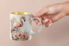 Watercolor Pink flamingo Mug Sublimation Designs JPG Product Image 2