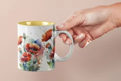 Poppies Mug Sublimation Designs PNG, 11 & 15oz mug Product Image 2
