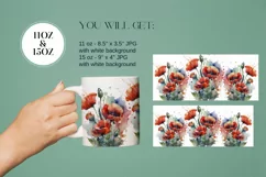 Poppies Mug Sublimation Designs PNG, 11 & 15oz mug Product Image 3