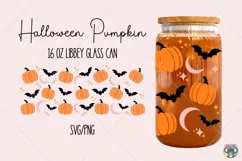Pumpkin 16 oz Glass Can Wrap svg, Halloween svg Product Image 1