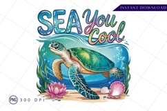 Turtle In Ocean Sea You Cool Art Sublimation PNG Product Image 1