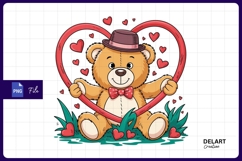 Teddy bear holding heart Sublimation PNG Product Image 1