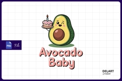 Cute avocado baby holding birthday cake Sublimation PNG Product Image 1