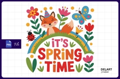 Cartoon fox with spring time message Sublimation PNG Product Image 1