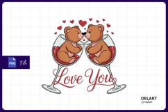 Cute bears in wine glasses for love Sublimation PNG Product Image 1