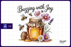 Honey jar bees flowers Sublimation PNG Product Image 1