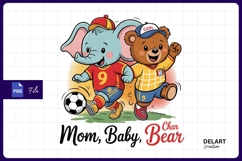 Elephant and bear play soccer cartoon PNG Product Image 1