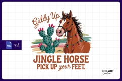 Jingle horse christmas with cactus sublimation PNG Product Image 1