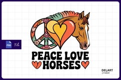 Peace love horses groovy sublimation PNG Product Image 1